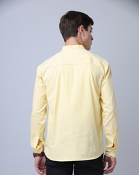 Frankshirt Chinese Collar Yellow Tailored Fit Cotton Casual Shirt for Man