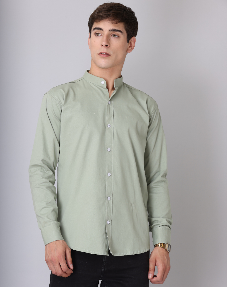 Frankshirt Chinese Collar Pista Tailored Fit Cotton Casual Shirt for Man