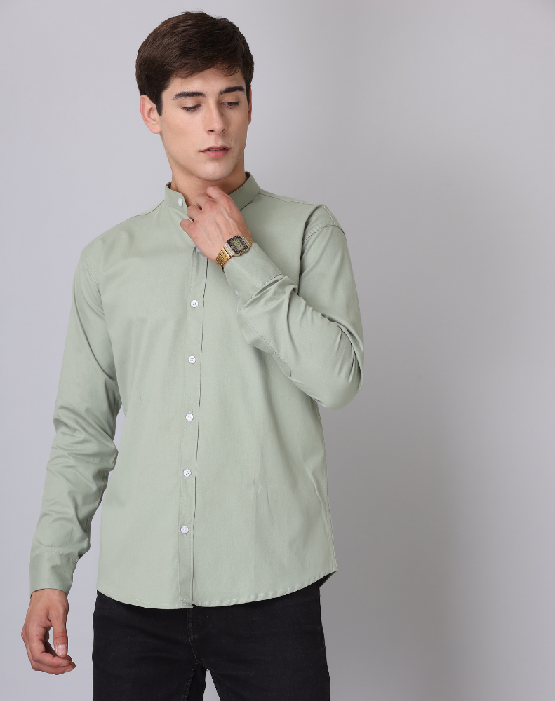 Frankshirt Chinese Collar Pista Tailored Fit Cotton Casual Shirt for Man