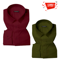 Pack of 2 Cotton Shirt for Man (Maroon and Bottle Green) - Frankshop.in