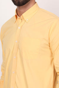 New Yellow Down Button Casual Shirt I 100% Cotton Twill