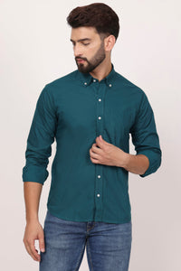 New Dark Green Down Button Casual Shirt I 100% Cotton Twill