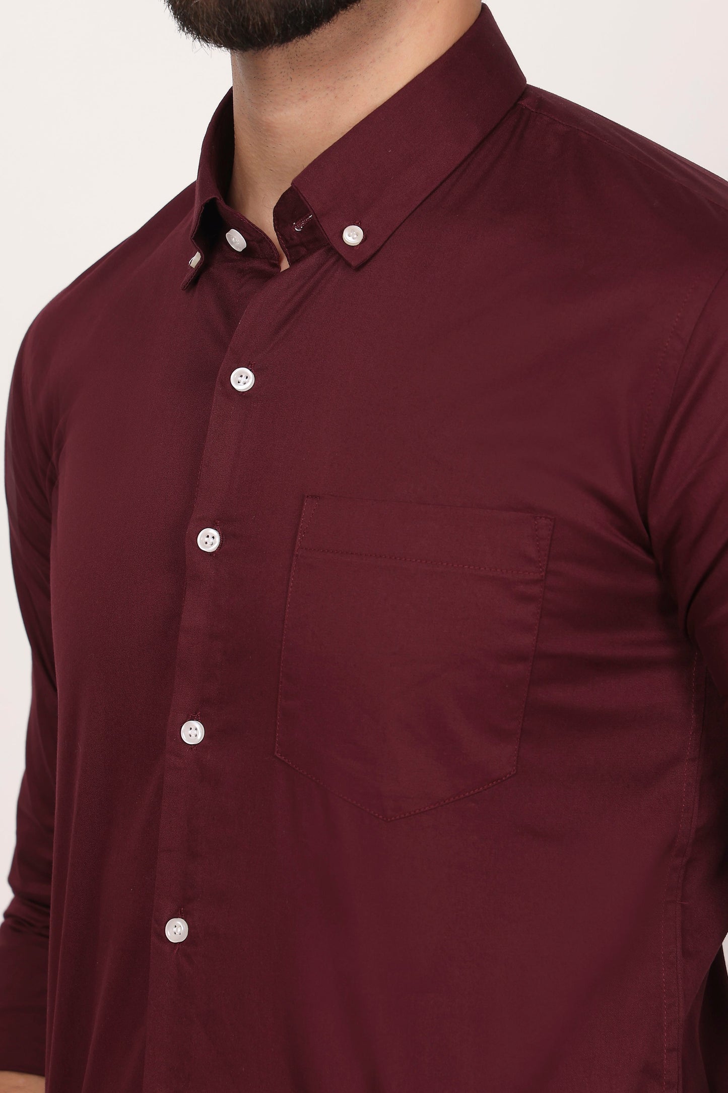 New Maroon Down Button Casual Shirt I 100% Cotton Twill