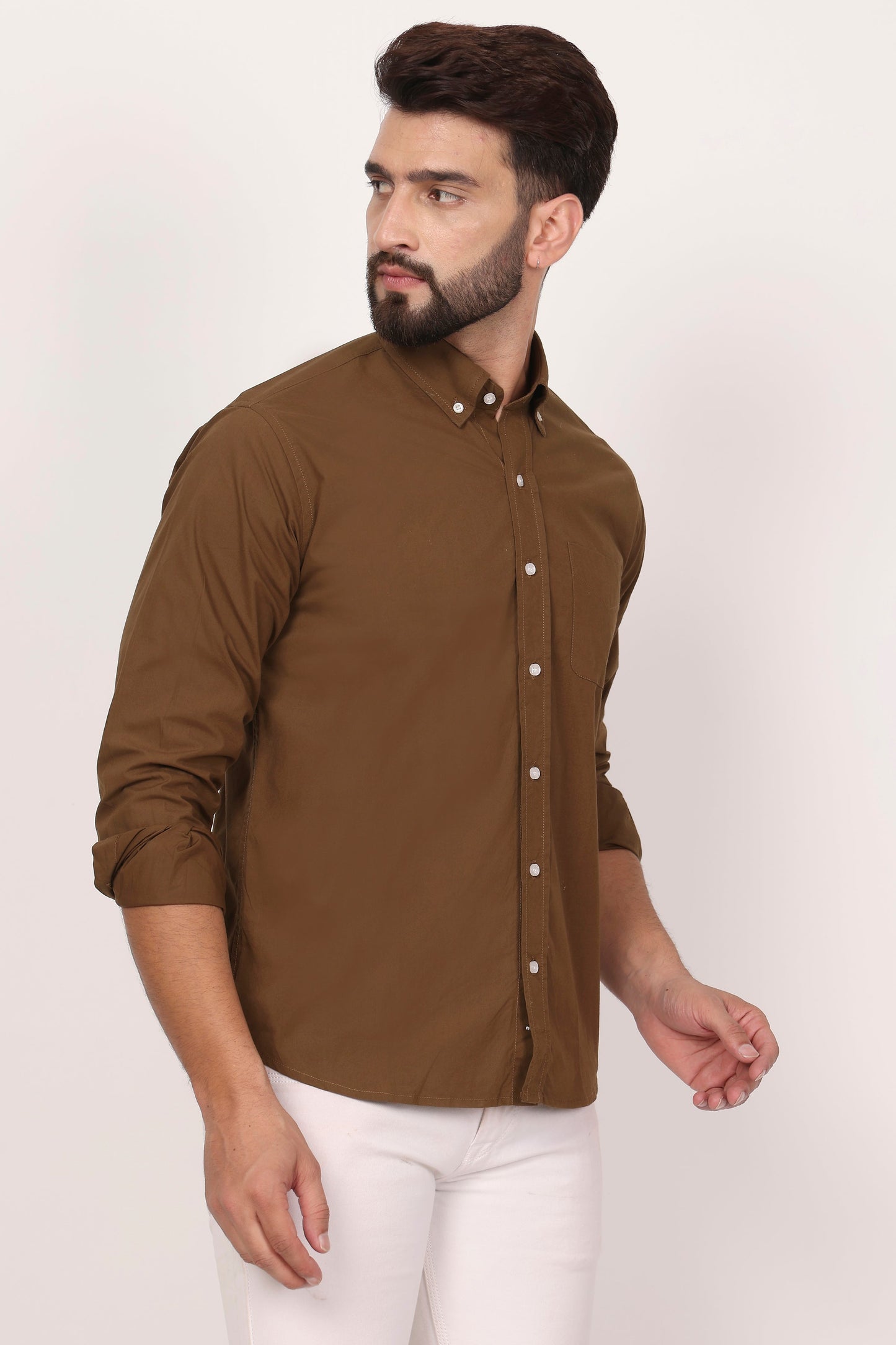 New Mehandi Down Button Casual Shirt I 100% Cotton Twill