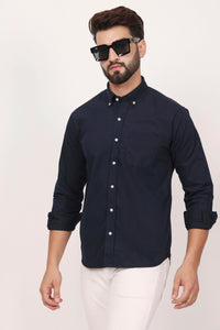 New Navy Blue Down Button Casual Shirt I 100% Cotton Twill