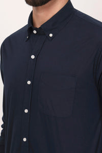 New Navy Blue Down Button Casual Shirt I 100% Cotton Twill