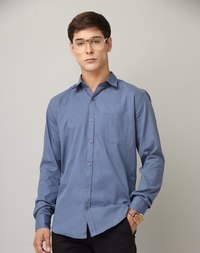 Frankshirt Blue Solid Tailored Fit Cotton Casual Shirt for Man