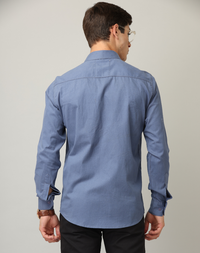 Frankshirt Blue Solid Tailored Fit Cotton Casual Shirt for Man