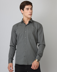 Frankshirt Dark Grey Solid Tailored Fit Cotton Casual Shirt for Man