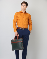 Frankshirt Mustard Solid Tailored Fit Cotton Casual Shirt for Man