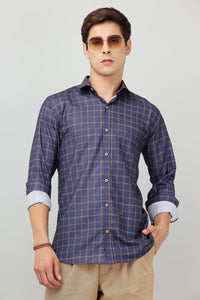 Darnandstitch Men's Dark Cotton Slim Fit Printed Shirt