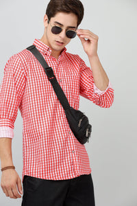 Darnandstitch® Thin Cotton Red Check Print Shirt